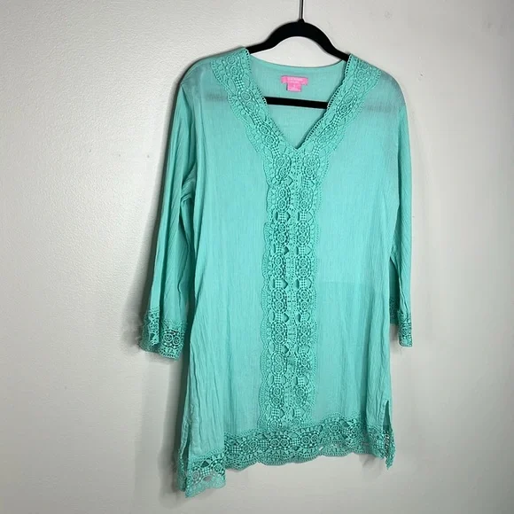 Isaac Mizrahi New York Daisy Crochet Lace Cover Up Tunic size Small - Picture 3 of 13